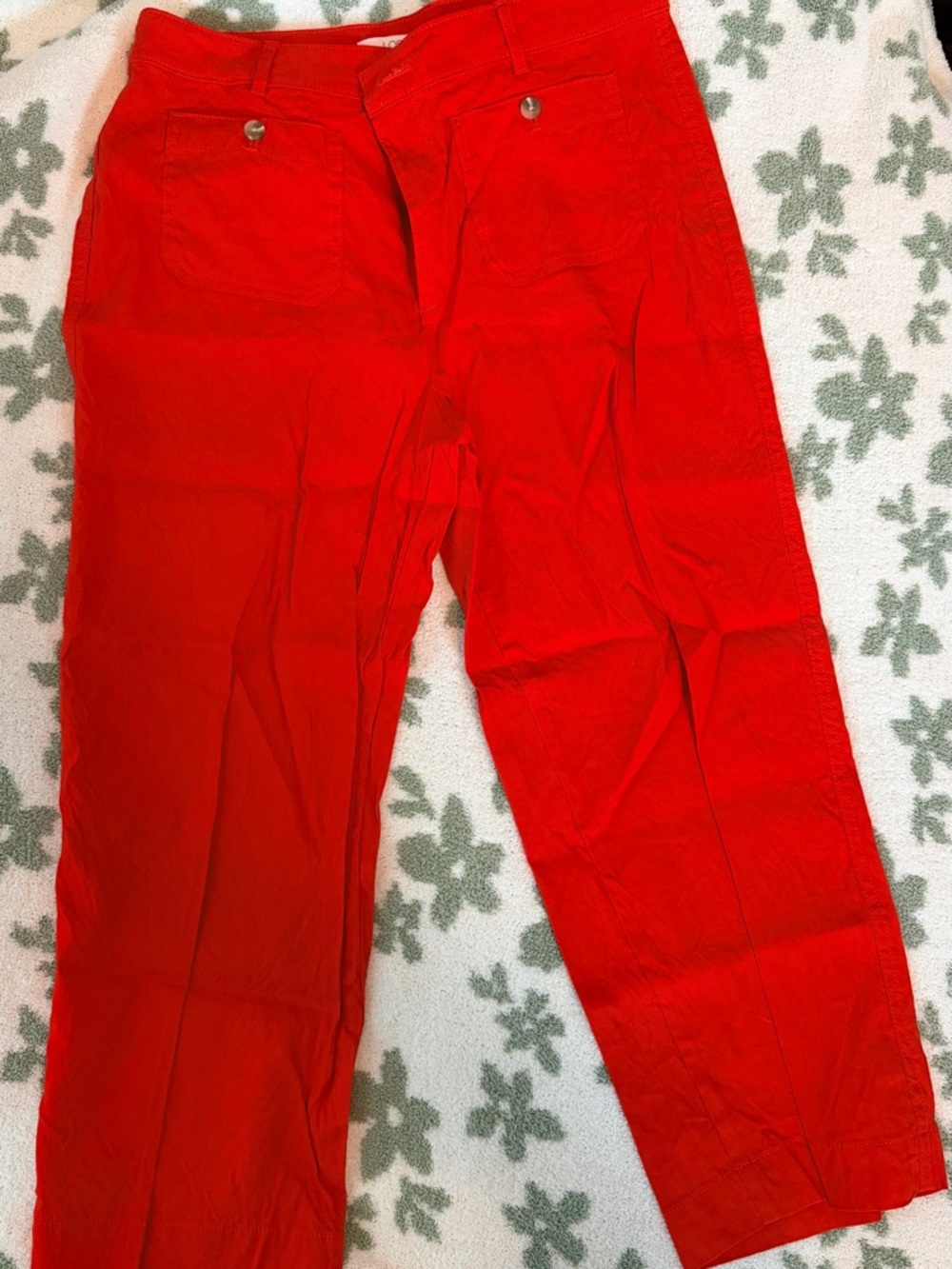 LOFT Wide Leg Pants in Bright Red